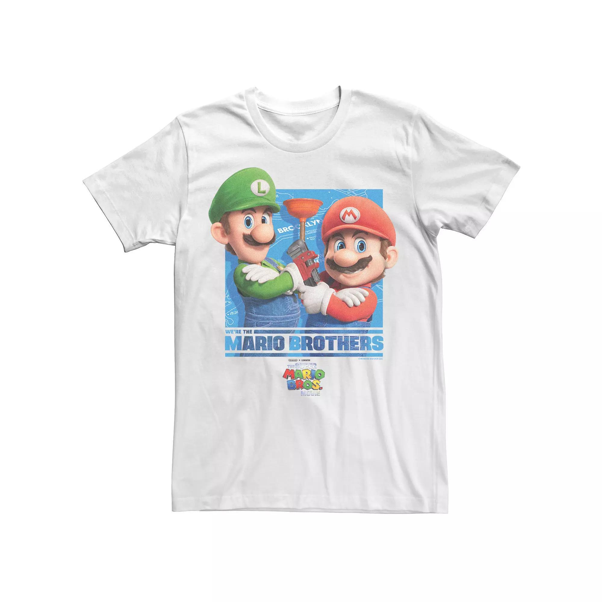 Men's The Super Mario Bros. Movie Plumber Brothers Graphic Tee, Size: Medium, White Product Image