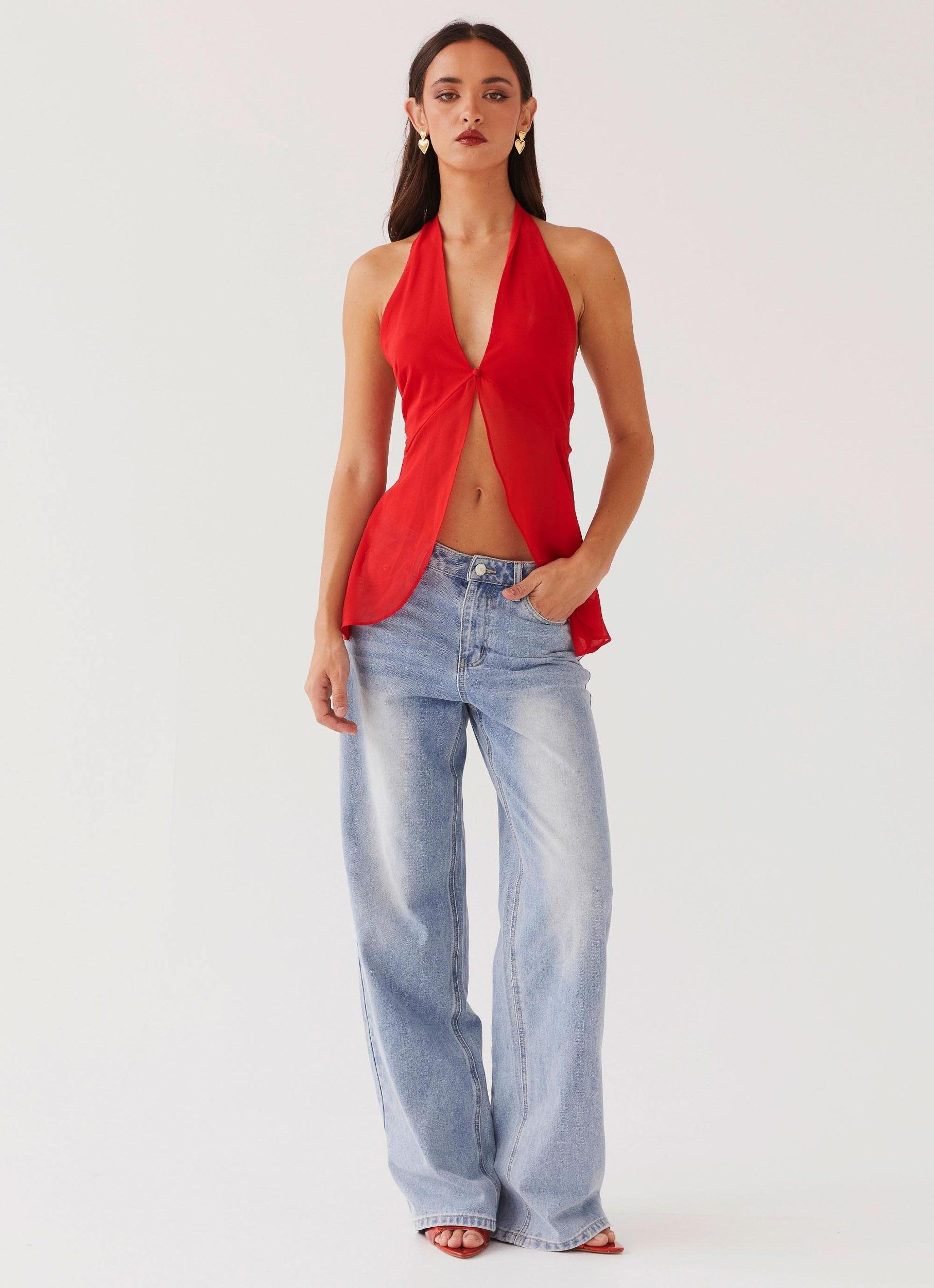 At Last Halterneck Top - Rouge Red Product Image