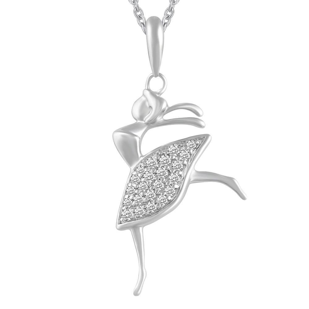Royal Aura Sterling Silver 1/10 Carat T.W. Diamond Ballerina Pendant Necklace, Women's, Size: 18" Product Image