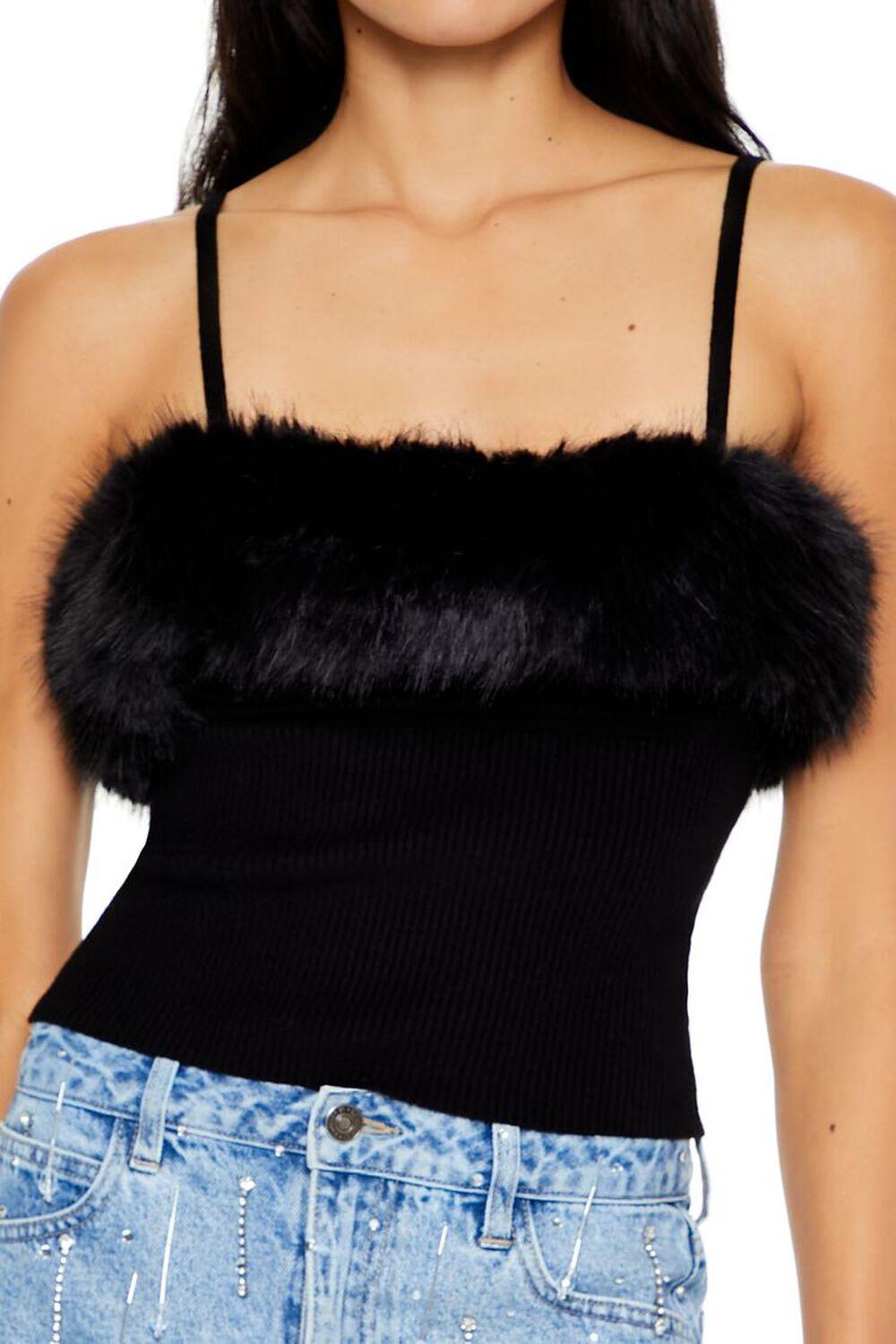 Faux Fur-Trim Sweater-Knit Cami | Forever 21 Product Image