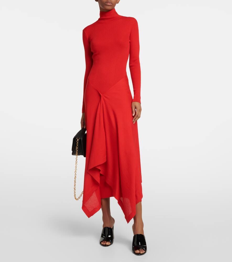 ALAÏA Midikleid Aus Kaschmir Und Seide In Red Product Image