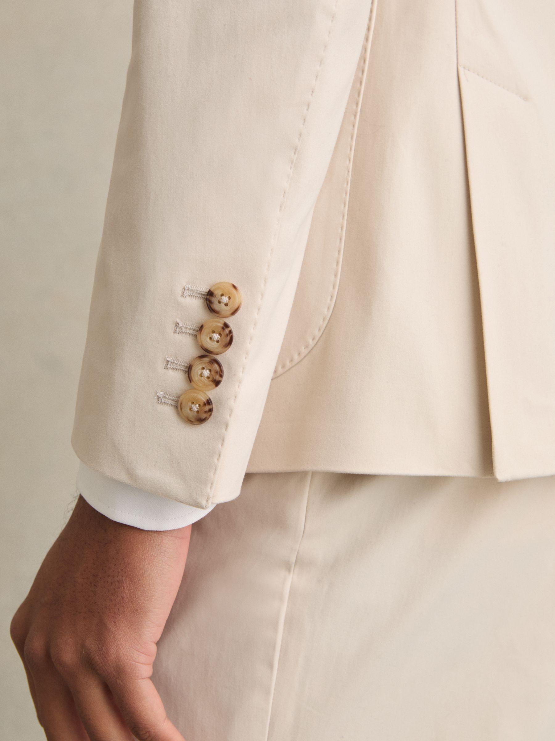 Linen Double-Breasted Suit Blazer Slim-Fit in Herringbone in White Product Image