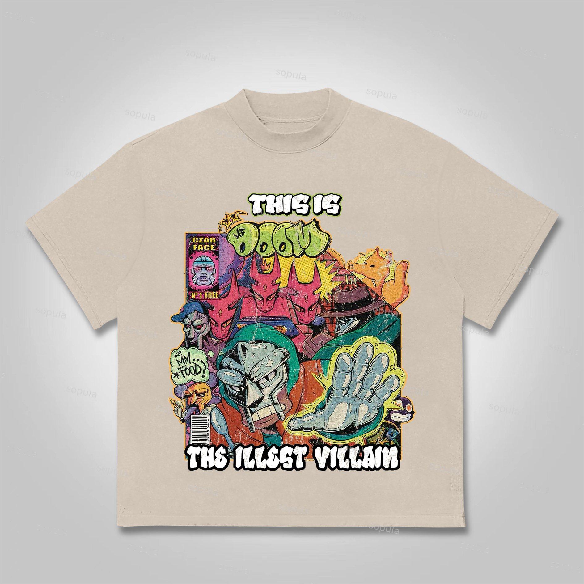 Sopula Vintage The Illest Villain Mf Doom Graphic Print Cotton T-Shirt Product Image