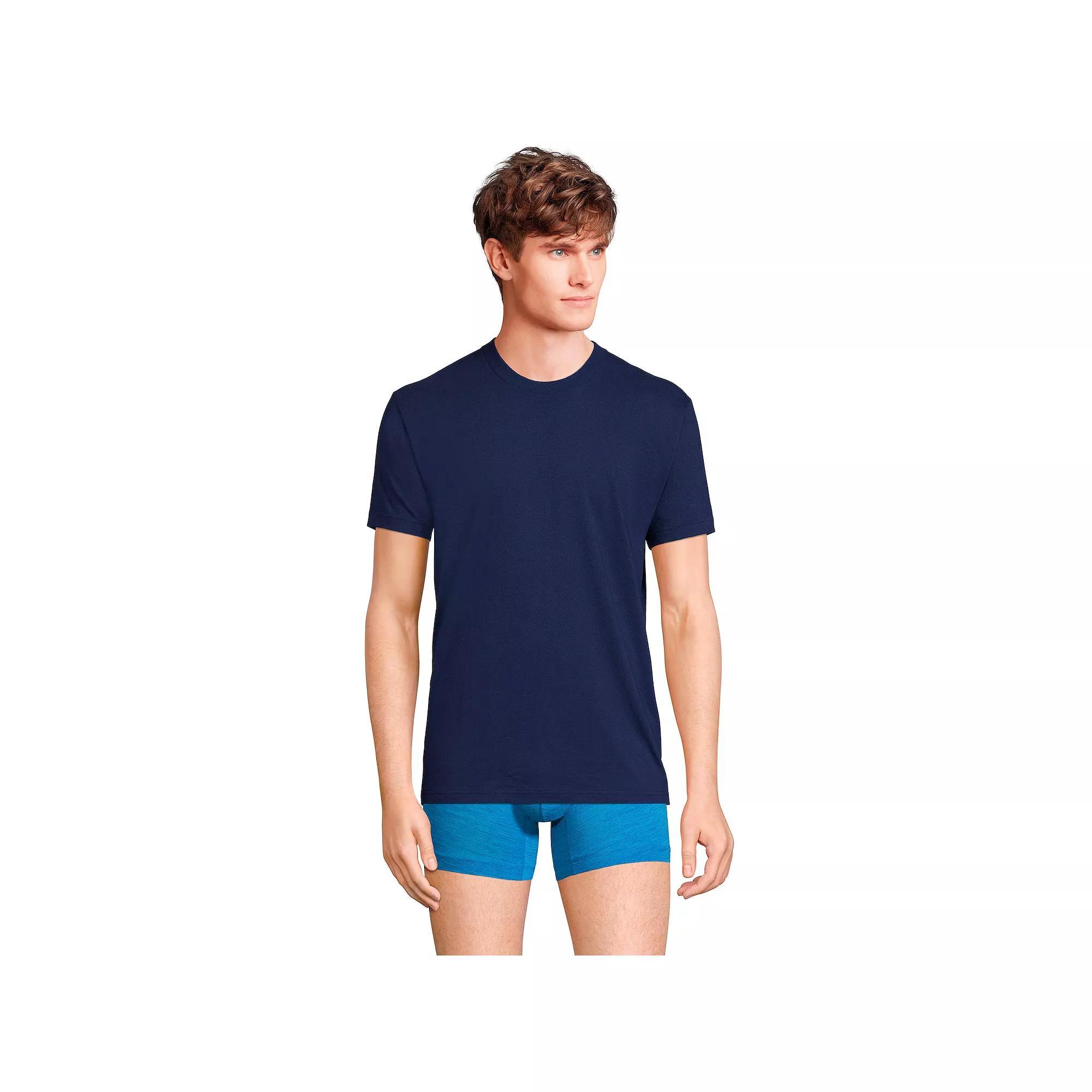 Men's Lands' End Crewneck 3-Pack Undershirt, Size: XL, Clay Bisque Product Image