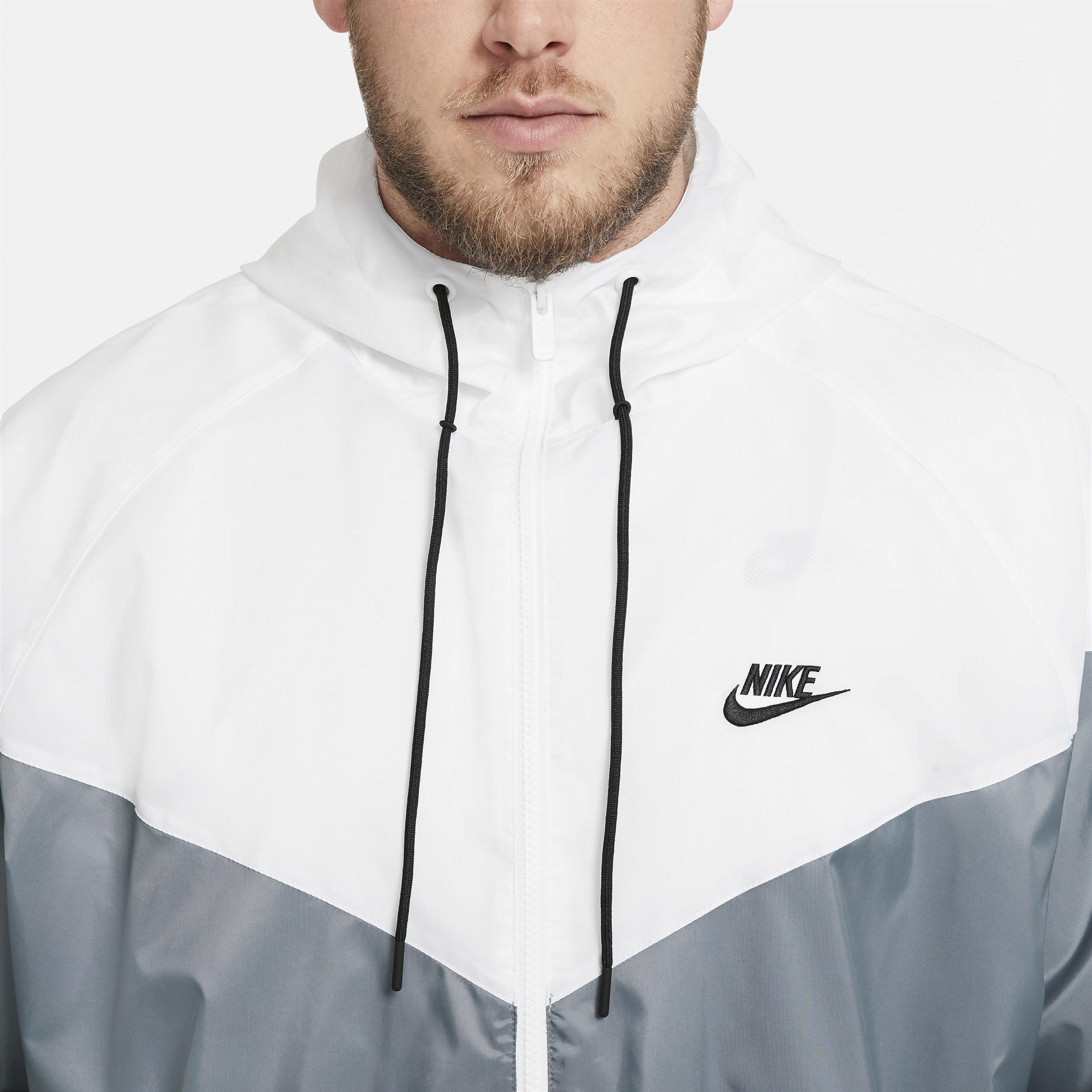 Nike Mens Sportswear Windrunner Woven Hooded Jacket in Smoke Grey/White/Smoke Grey Product Image