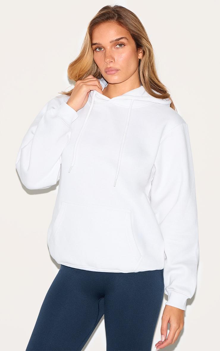 White Oversized Fit Sweat Hoodie Product Image