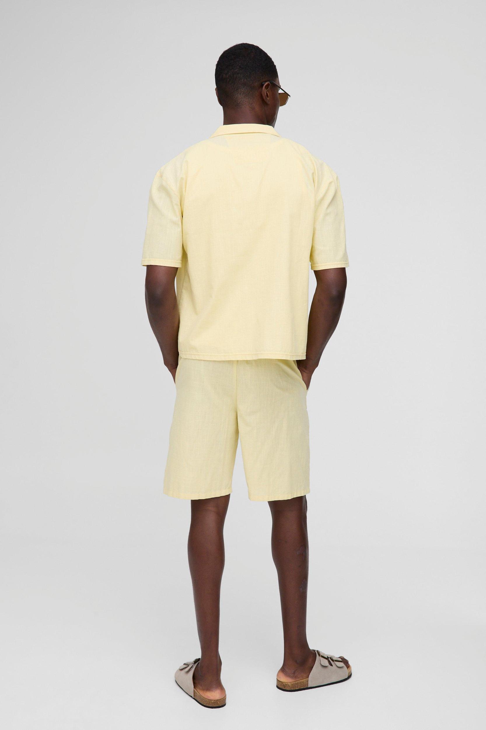 Oversized Revere Linen Blend Short Sleeve Shirt | boohooMAN USA Product Image