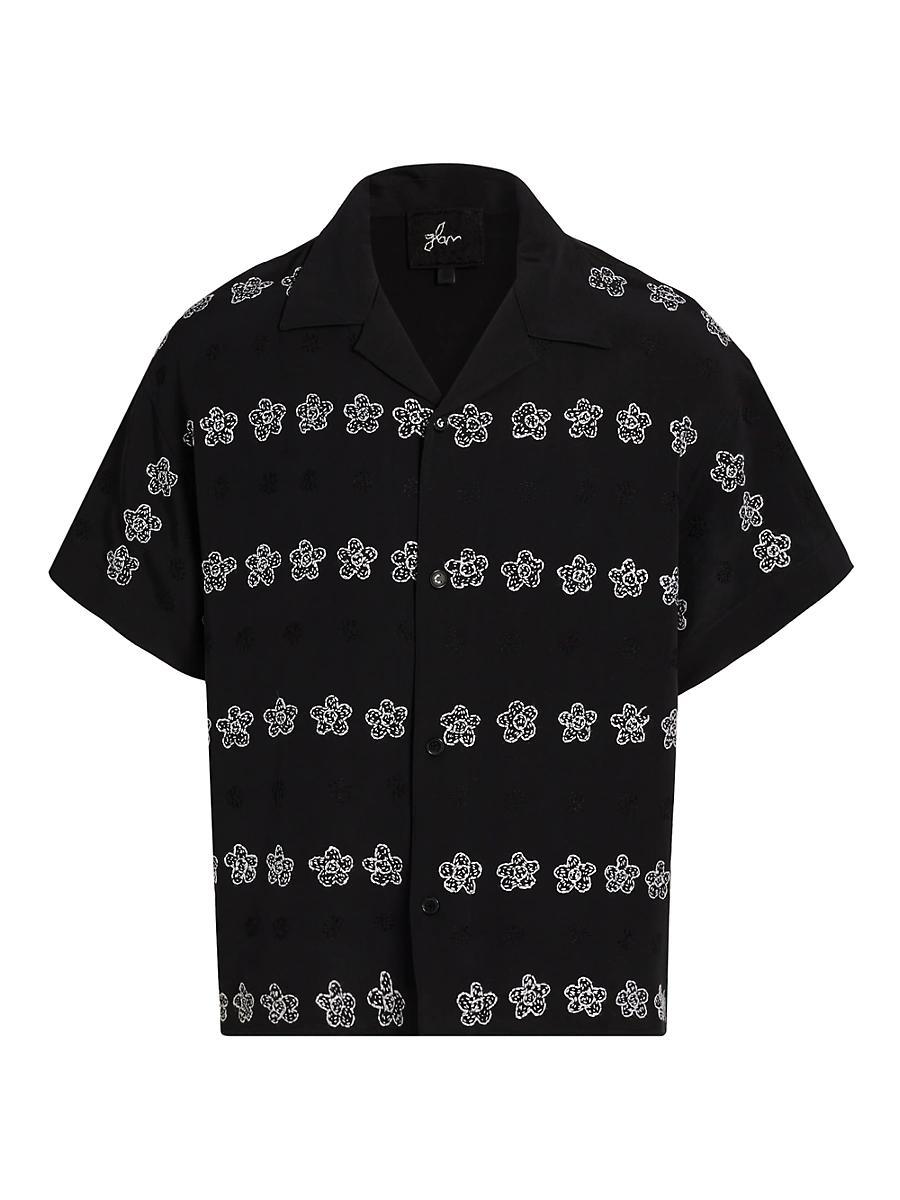 Mens Flower Silk Bowling Shirt Product Image