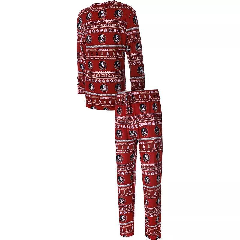 Men's Concepts Sport Garnet Florida State Seminoles Ugly Sweater Knit Long Sleeve Top and Pant Set, Size: Small, Red Product Image