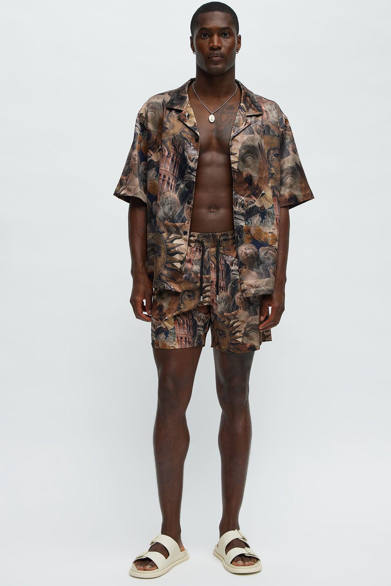 Celestial Glory Swim Mid Trunk - Brown/combo Product Image