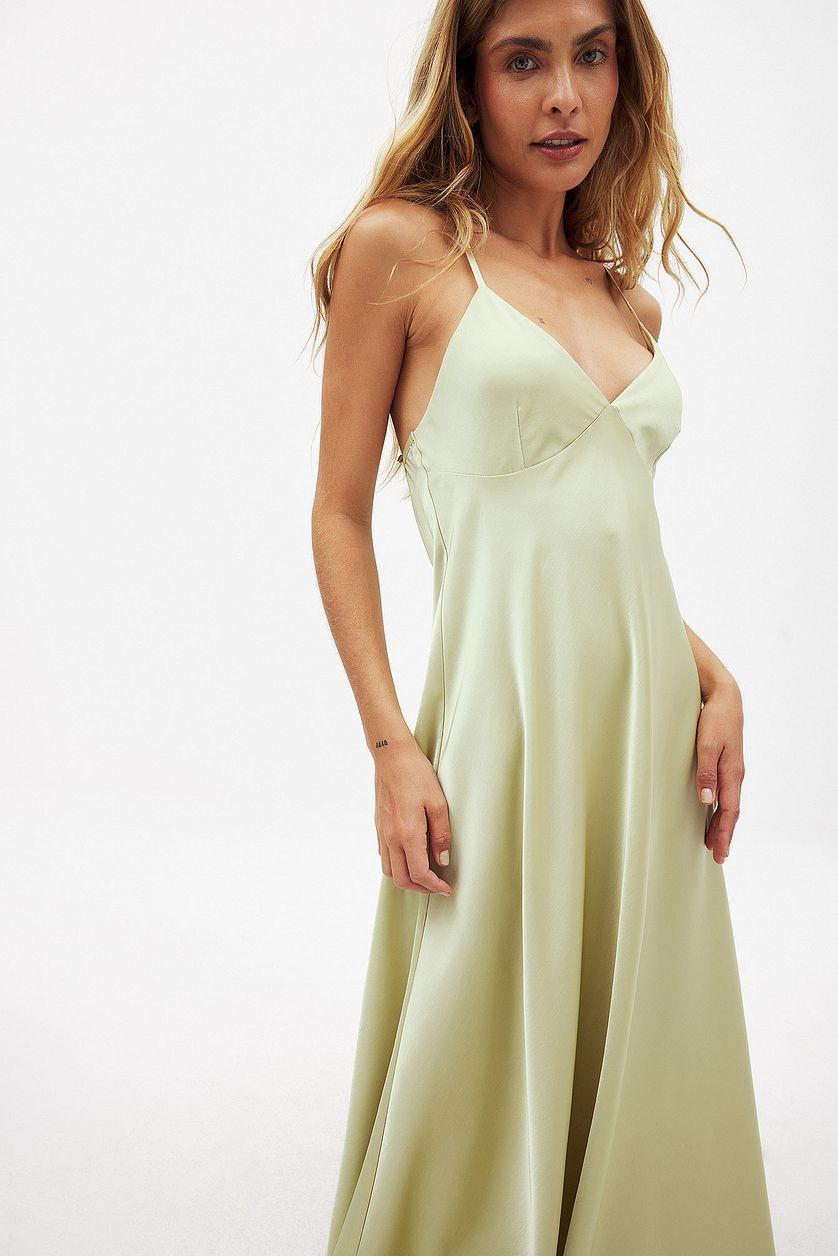Satin Tie Back Volume Dress Product Image