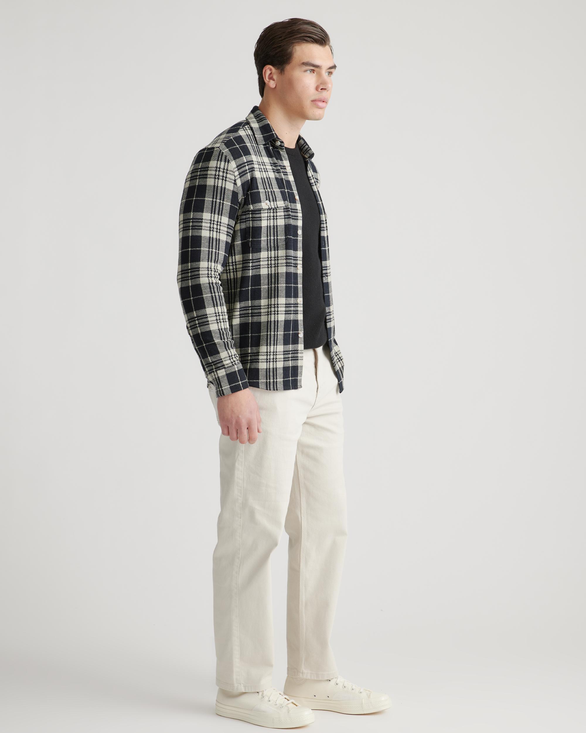Quince | Men's Stretch Sweater Fleece Shirt in Light Grey, Recycled Polyester Product Image