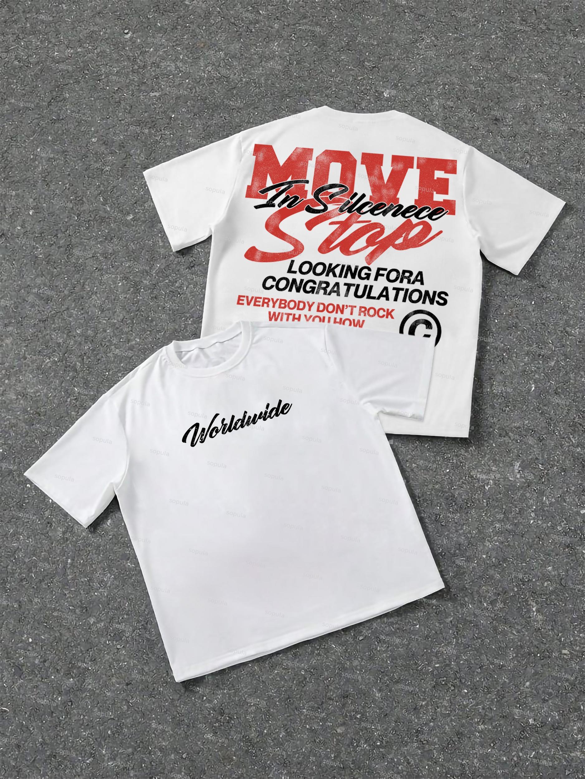 Vintage Move In Silence Graphic Casual Cotton T-Shirt Product Image