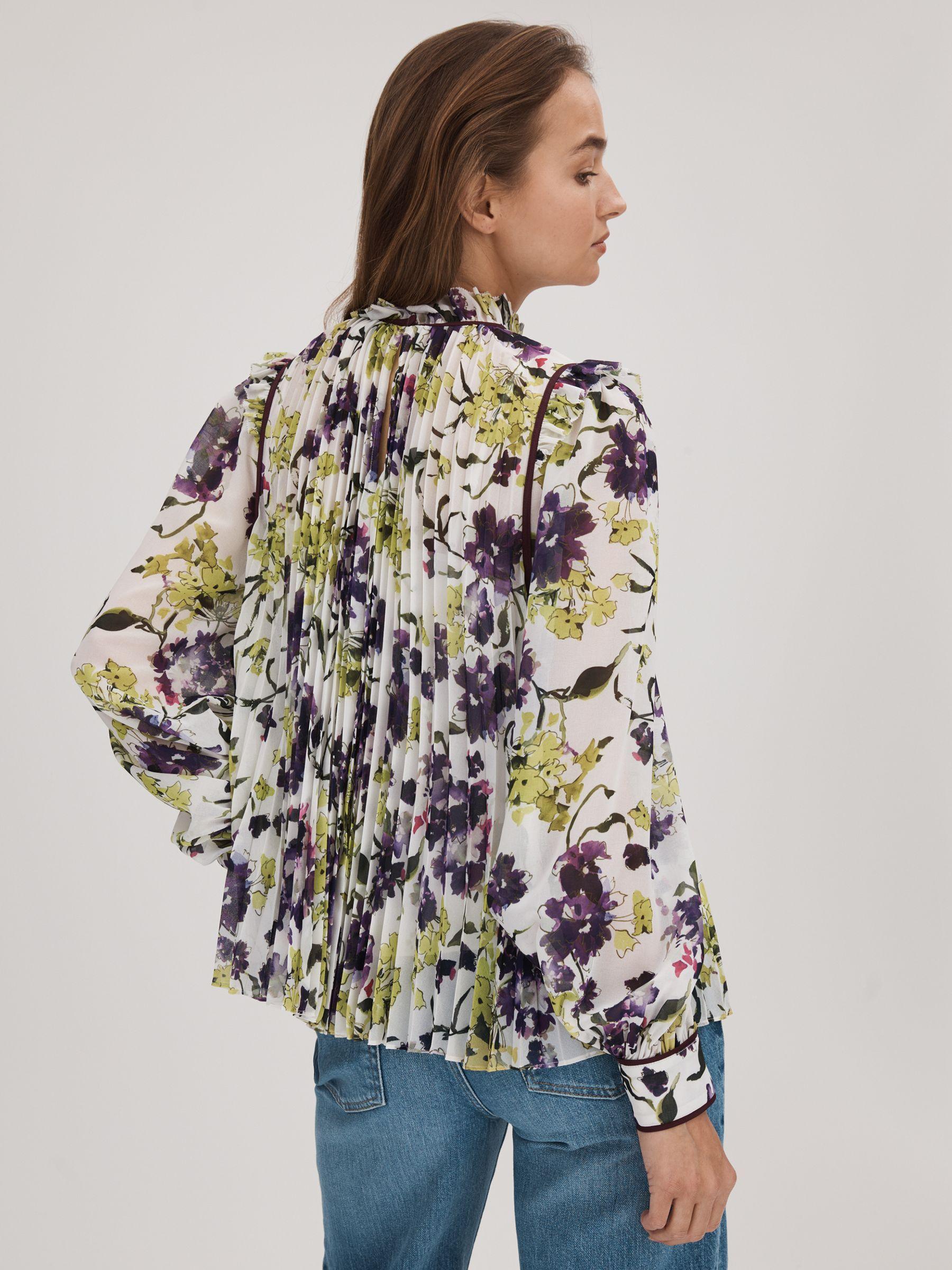 Florere Printed Pleated Blouse in Ivory/Multi Product Image