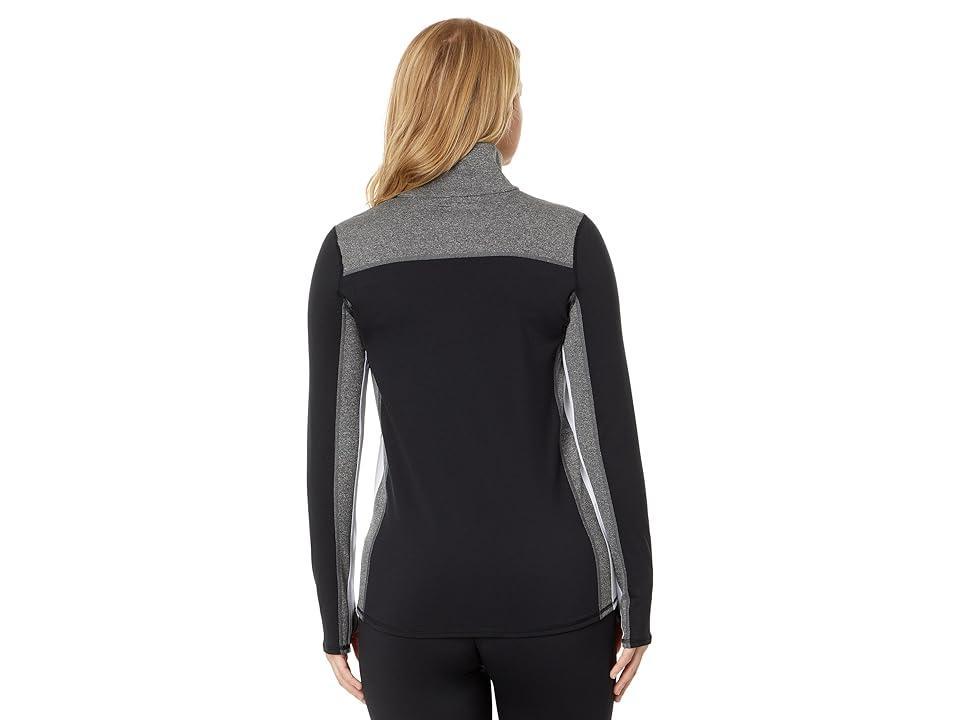 Hot Chillys Micro Elite Chamois Color-Block Zip-T Granite/White) Women's Clothing Product Image