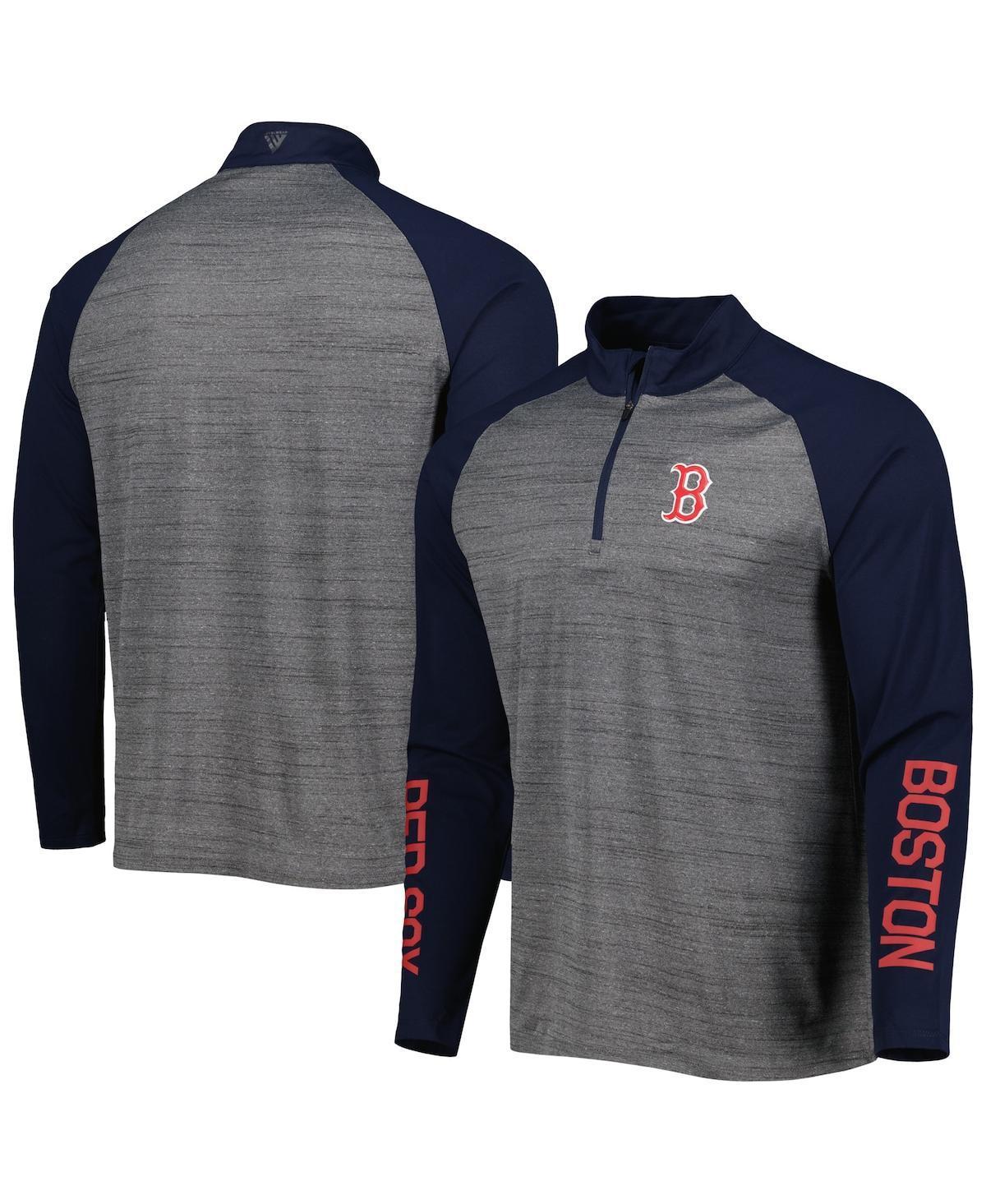 Men's Levelwear Heather Gray Boston Red Sox Vandal Raglan Quarter-Zip Top, Size: Small, Grey Product Image