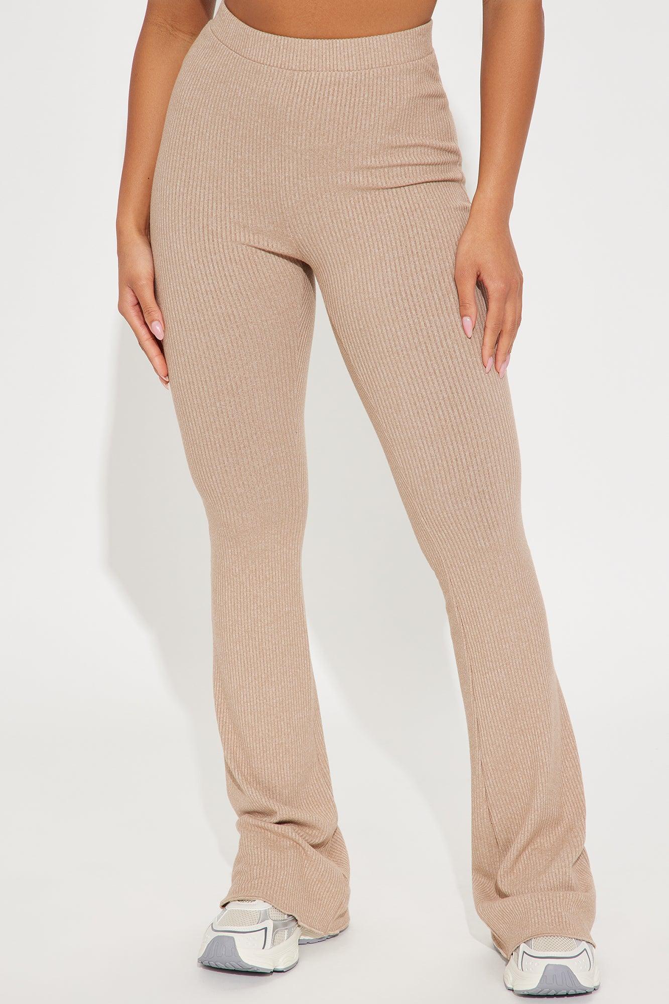 Irisa Ribbed Flare Pant - Tan Product Image