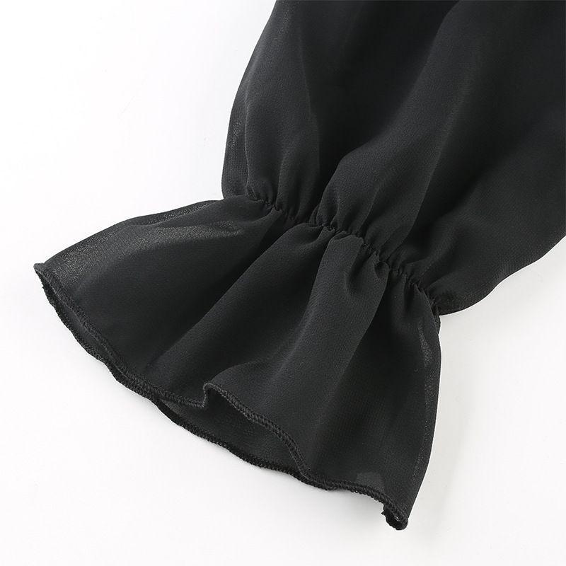 Square-Neck Mesh Panel Lantern-Sleeve Mini Bodycon Dress Product Image