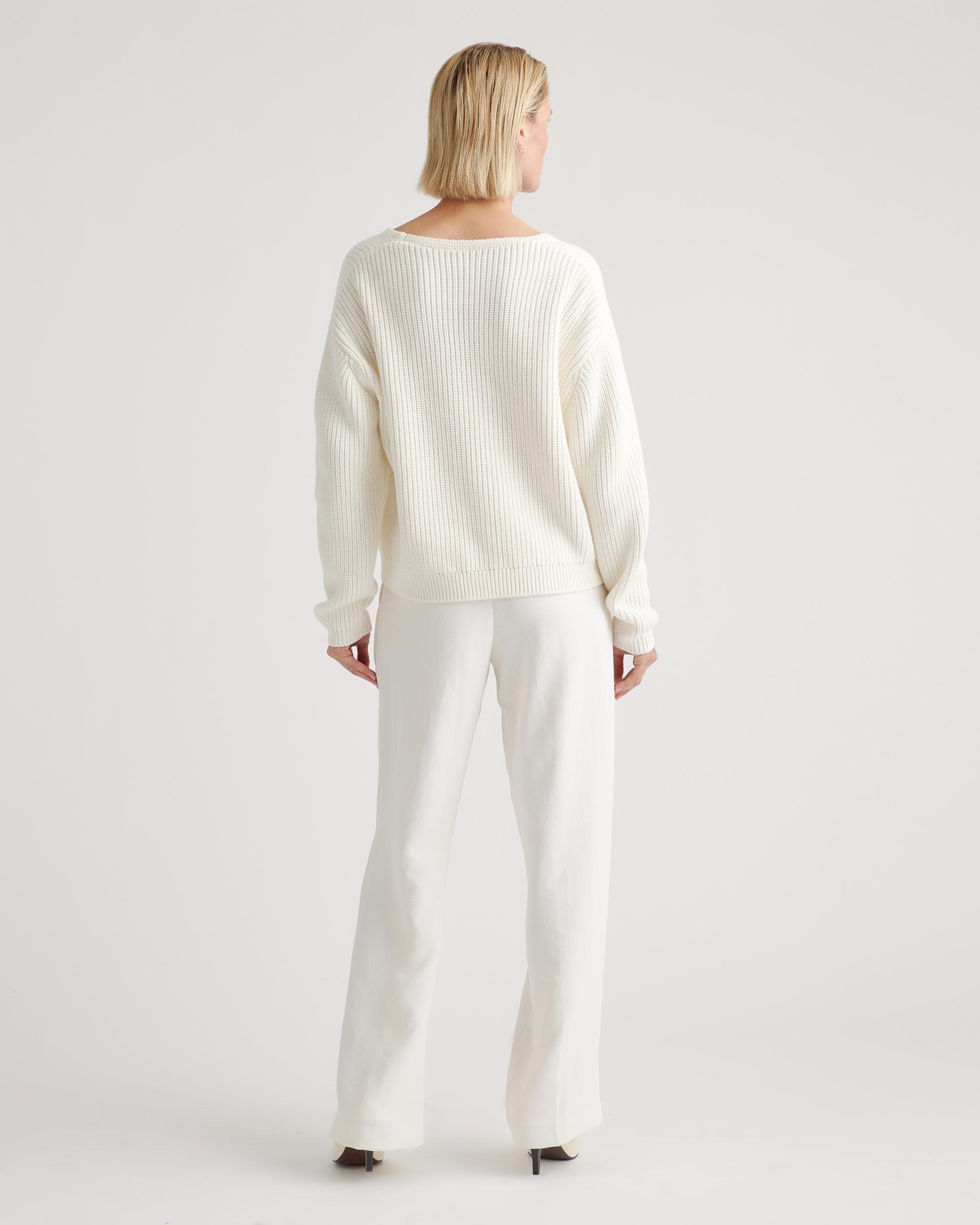 Quince | Women's Fisherman V-Neck Sweater Organic Cotton Product Image