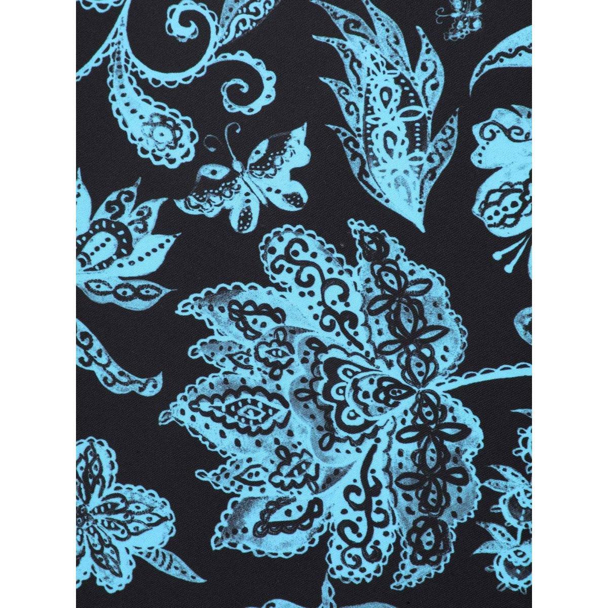 Plus Size Boho Floral Print Ruched One-Piece Swimsuit Women's Swimwear Teal Beach Gathered Curve Bathing Suits High stretch One Pieces BloomChic 22-24/3X Product Image