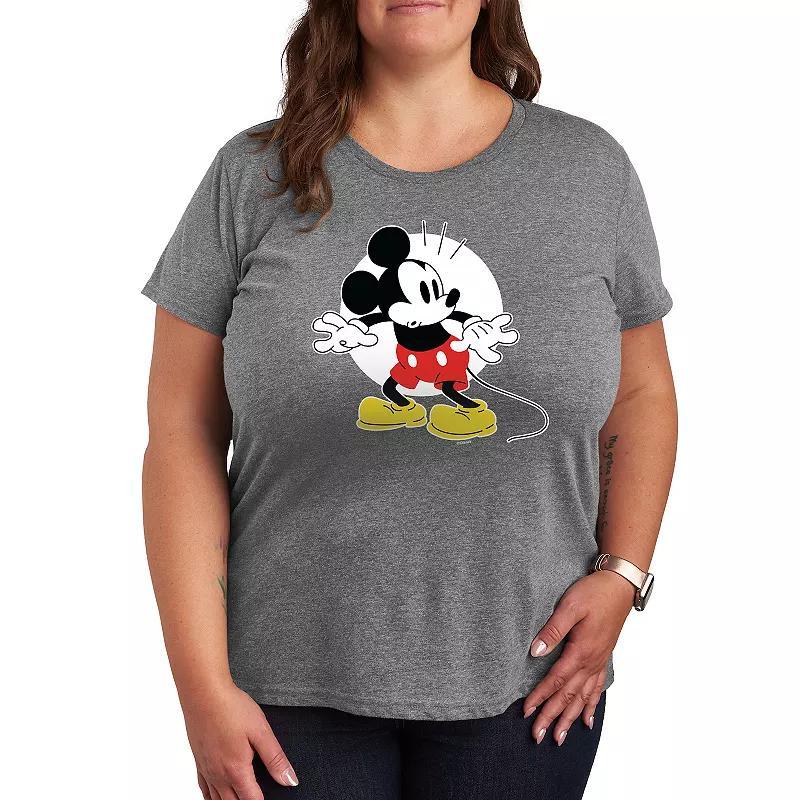 Disneys Mickey Mouse Plus Surprised Graphic Tee, Womens Grey Royal Blue Product Image