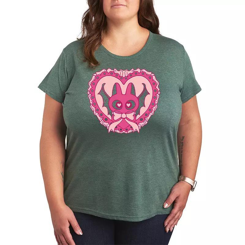 Plus Size Bat Cat Coquette Graphic Tee, Womens Blue Product Image