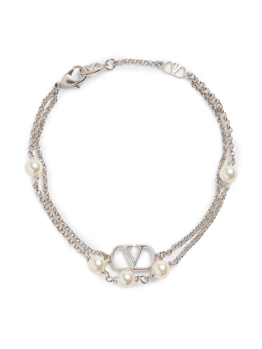 Womens VLogo Signature Metal Bracelet with Swarovski Pearls Product Image
