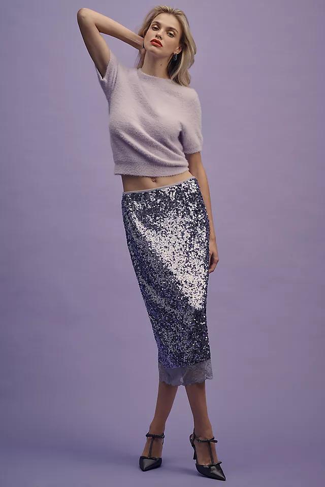 By Anthropologie Sequin Lace Midi Skirt Product Image