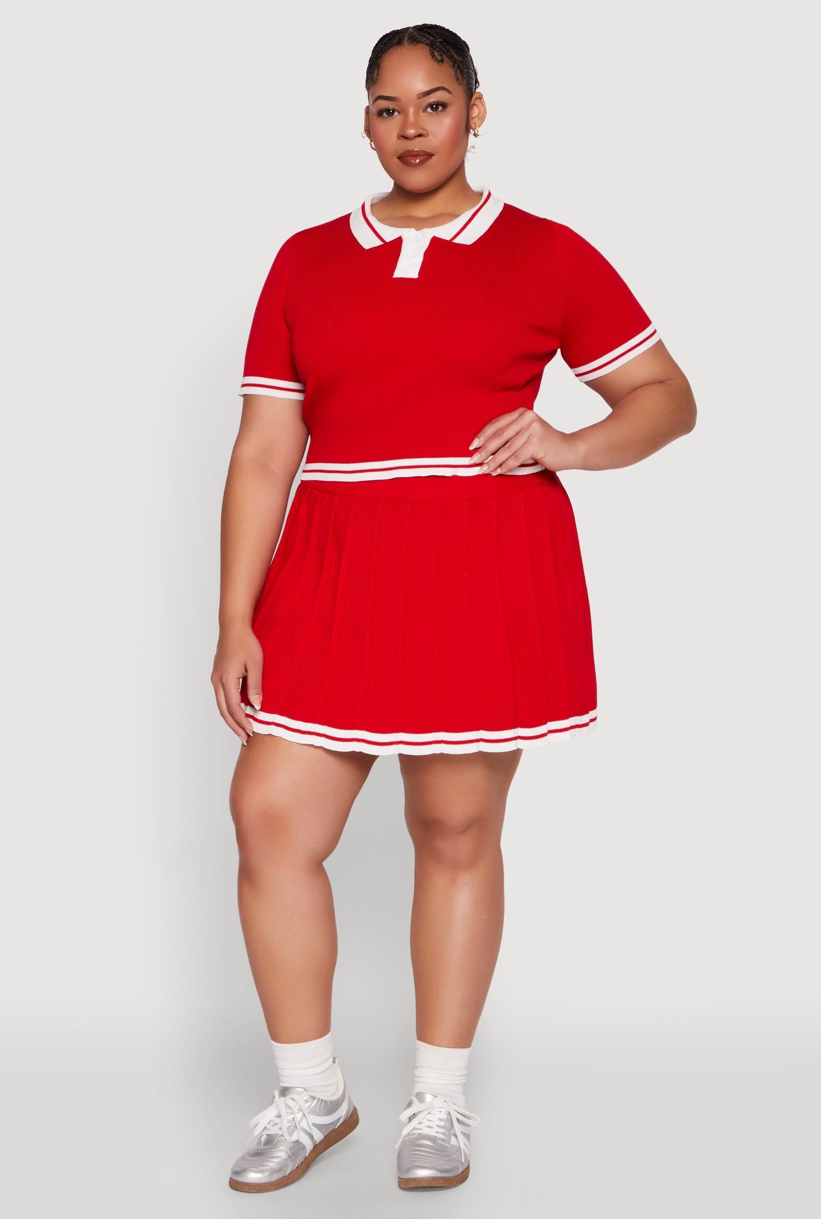 Womens Plus Size Daisy Varsity Stripe Pleated Skort Product Image