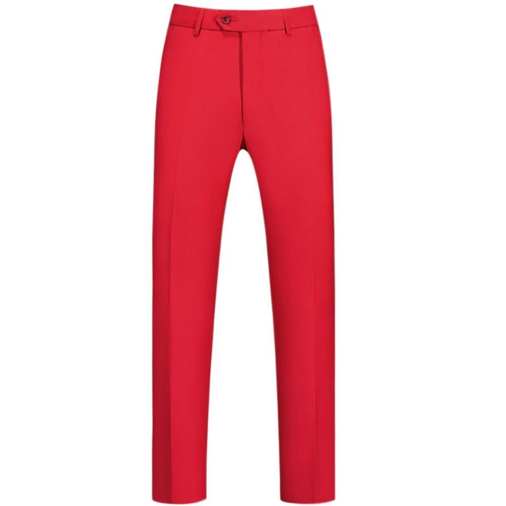 Lars Amadeus Men's Solid Business Button Closure Flat Front Formal Trousers Product Image