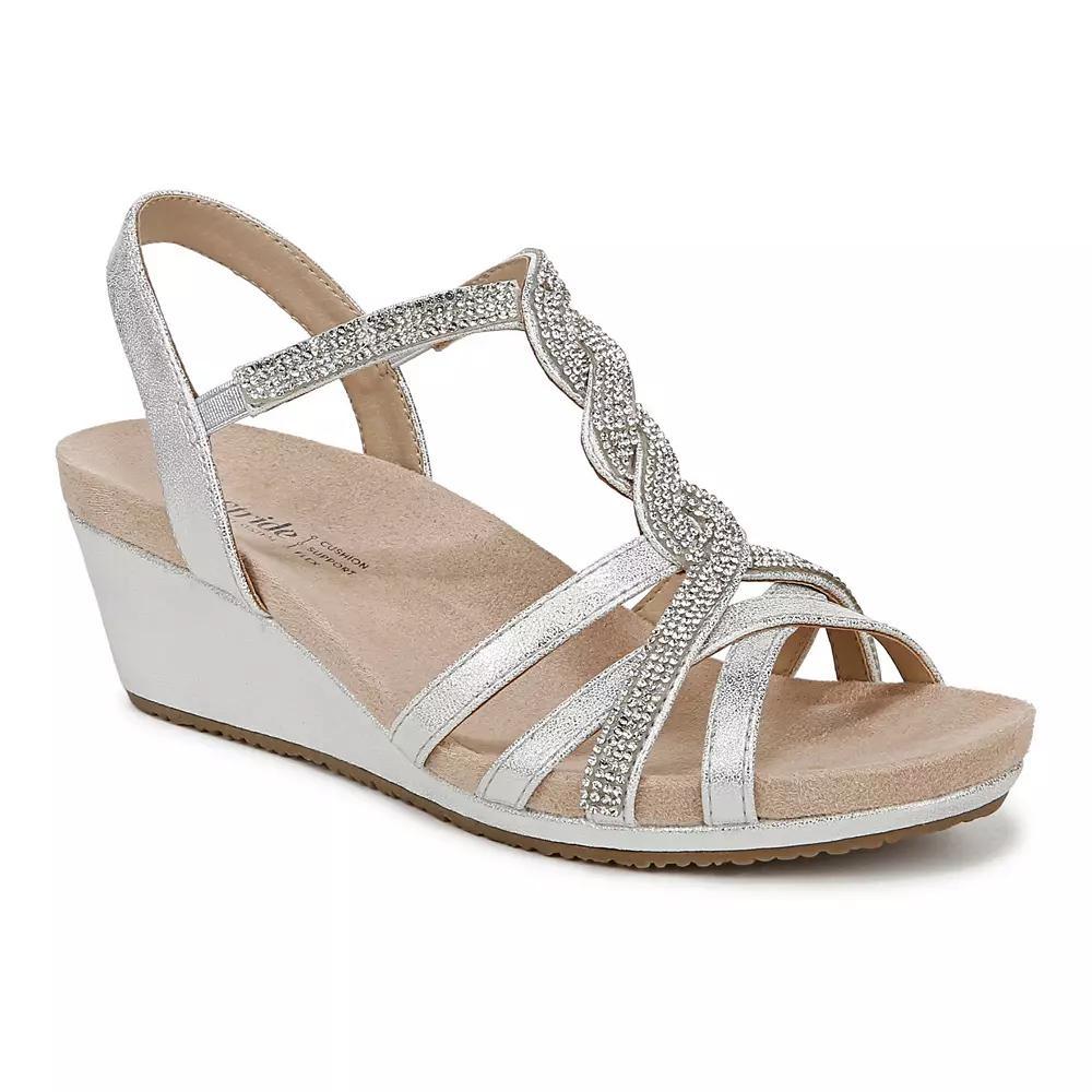 LifeStride Miami Women's Strappy Wedges, Size: 11 Wide, Silver Product Image
