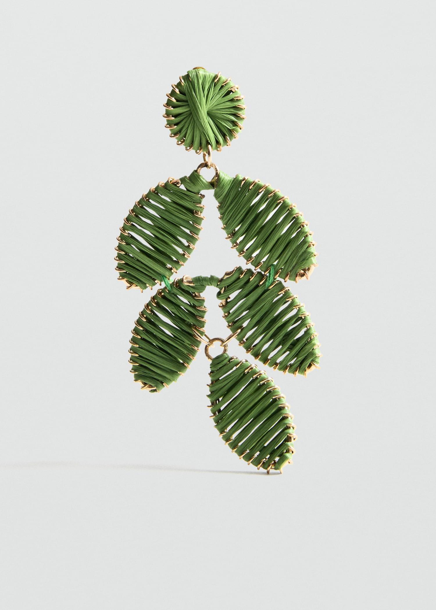 Long floral-design earrings - Women | MANGO USA Product Image