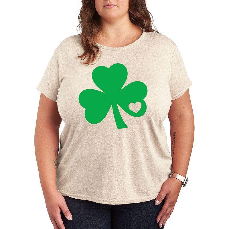 Plus Shamrock Punch Out Graphic Tee, Women's, Size: 3XL, Heather Grey Product Image