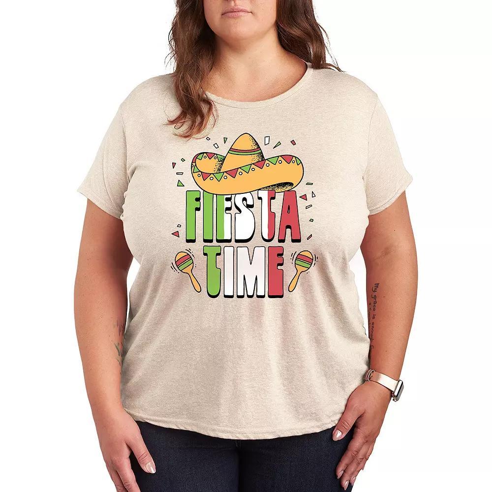 Plus Fiesta Time Graphic Tee, Womens Grey Gray Product Image