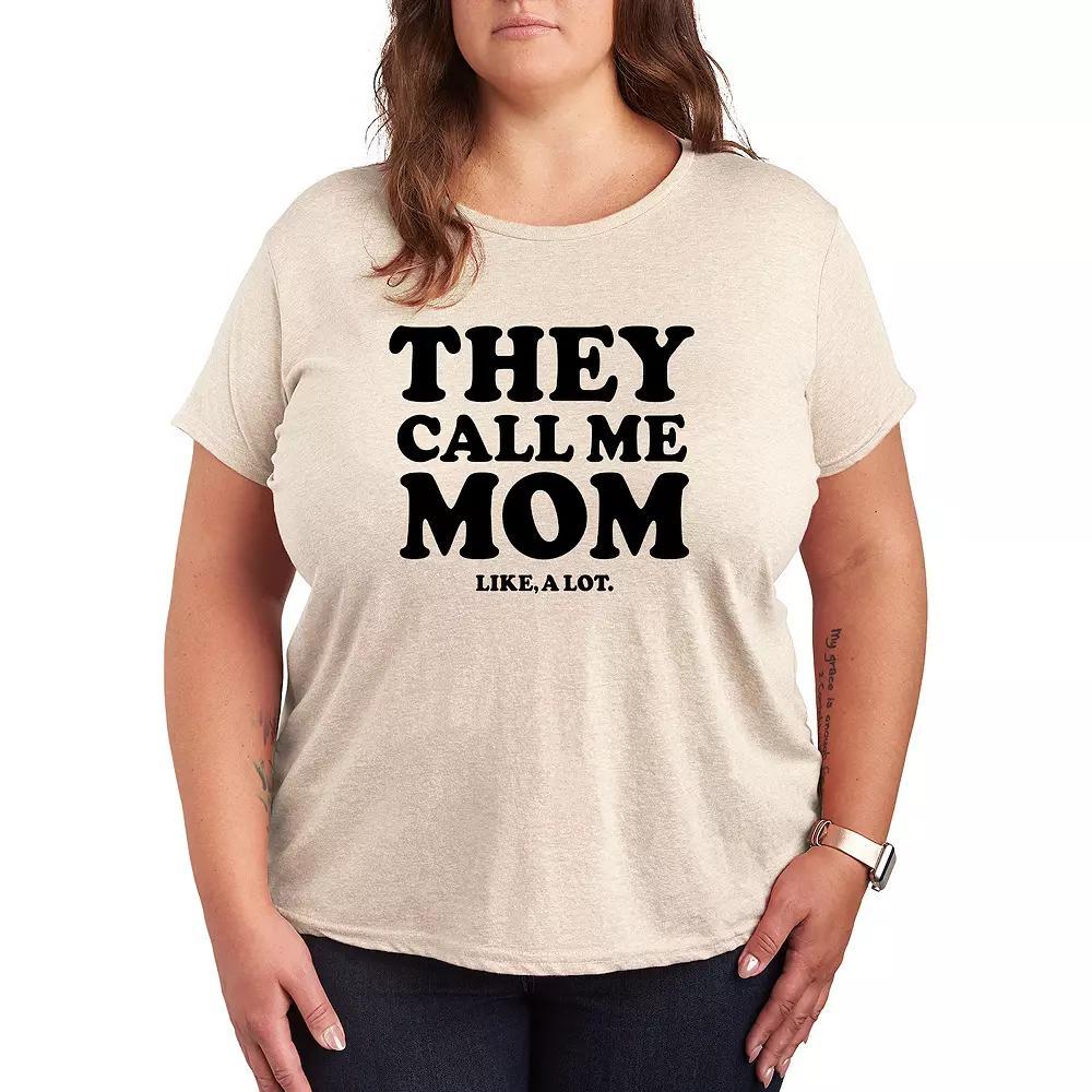 Plus Call Me Mom A Lot Graphic Tee, Womens Grey Red Product Image