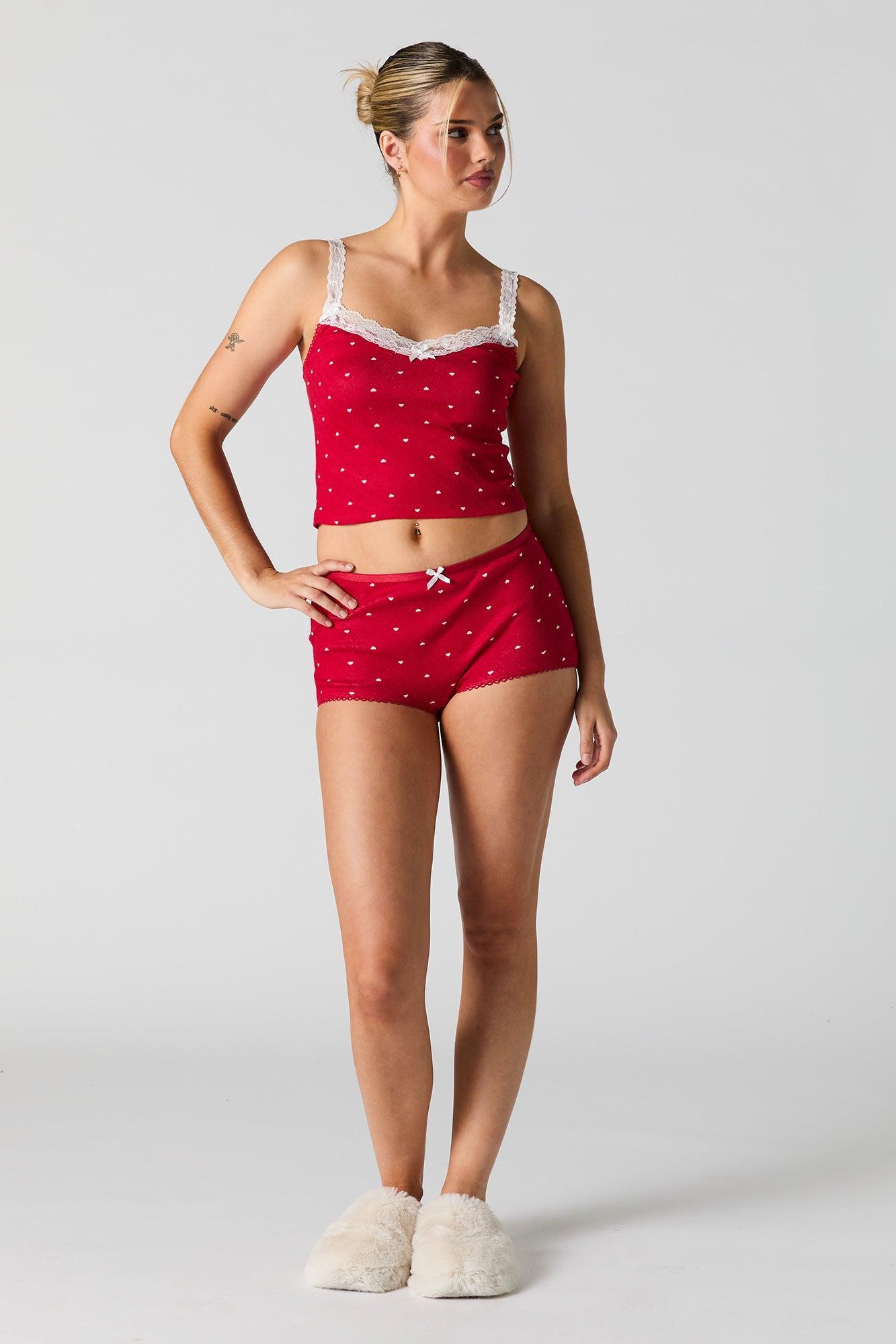 Printed Pointelle Knit Tank & Short 2 Piece Pajama Set Female Product Image