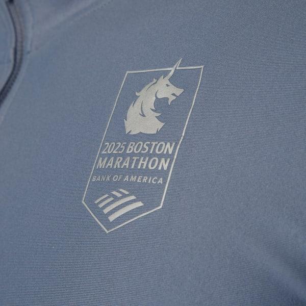 adidas Boston Marathon 2025 Own the Run 1/4 Zip Tee Onix XL Mens Product Image