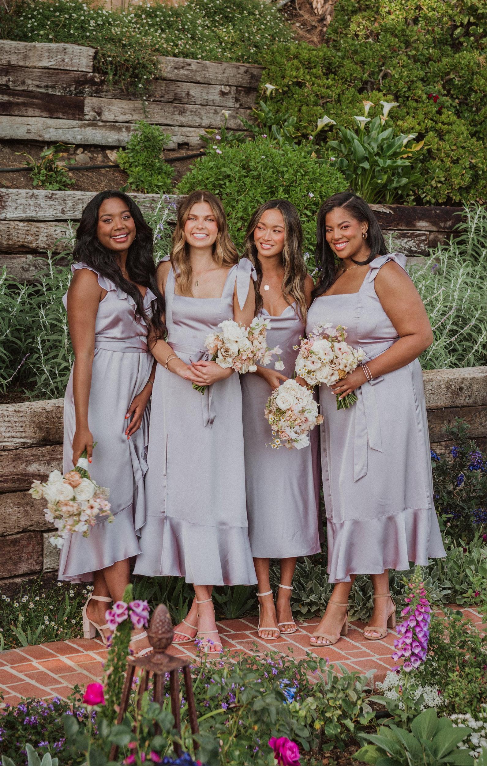 Claire Midi Dress ~ Dusty Purple Luxe Satin Product Image