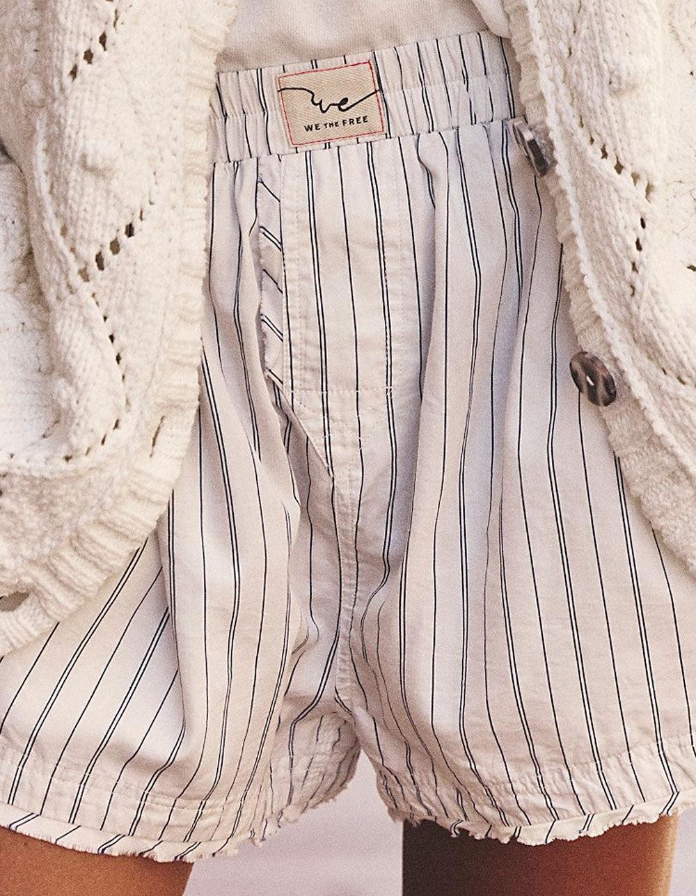 FREE PEOPLE Day To Day Womens Striped Boxer Shorts Product Image