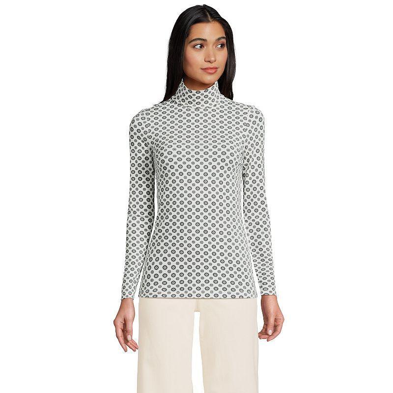 Women's Lands' End Lightweight Fitted Turtleneck, Size: Large, Pink Fog Product Image