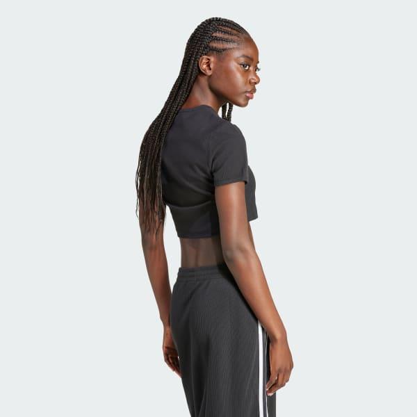 adidas Essentials Ribbed Tee White XS Womens Product Image