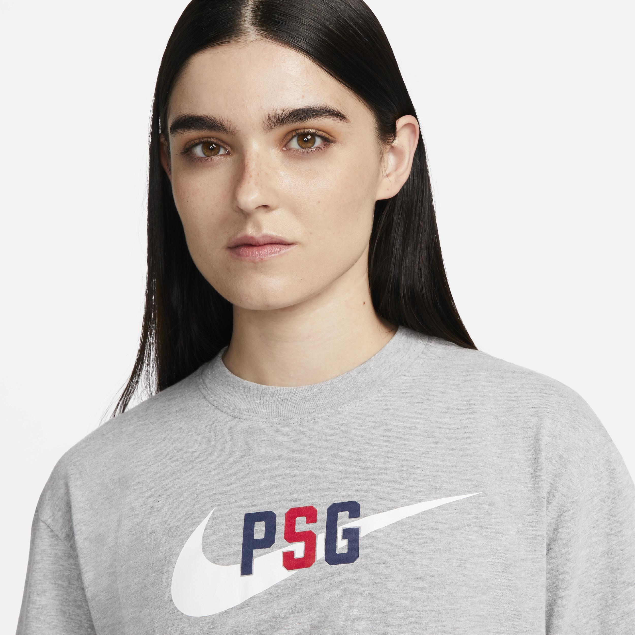 Women's Paris Saint-Germain Nike Heather Gray Swoosh T-Shirt, Size: Medium, Psg Grey Product Image