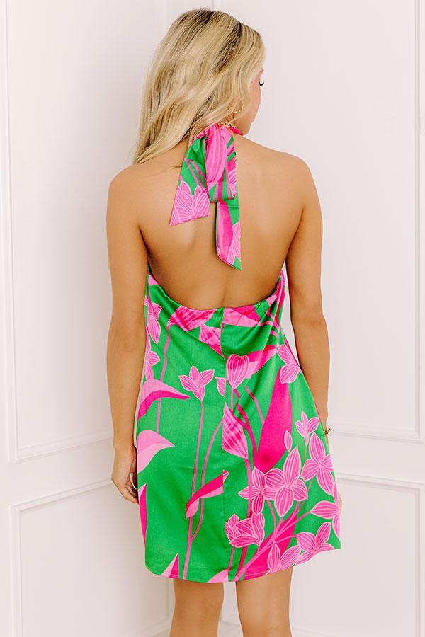 Sunset Sangria Satin Floral Mini Dress Product Image