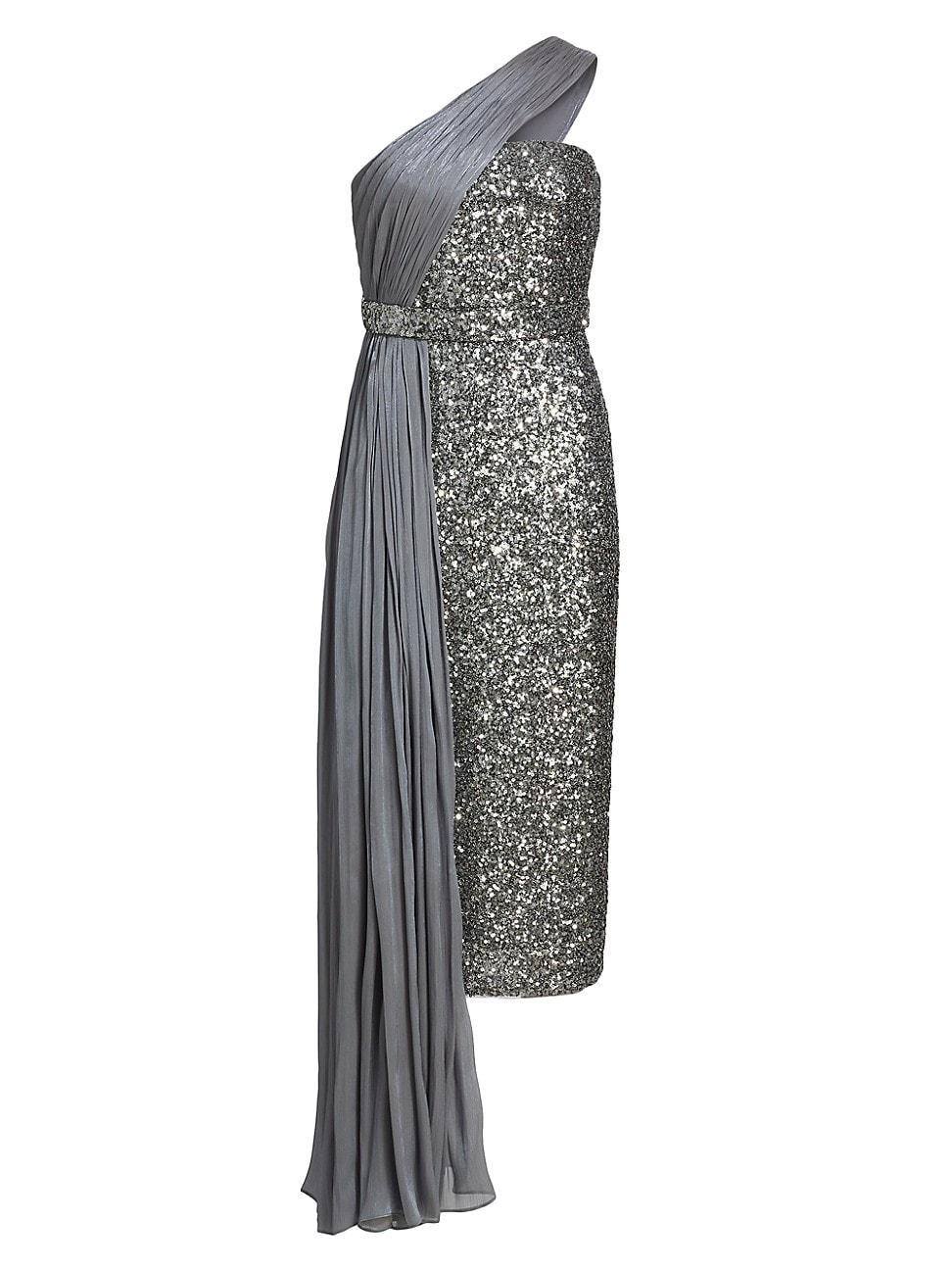 Womens One-Shoulder Embellished Cocktail Dress Product Image