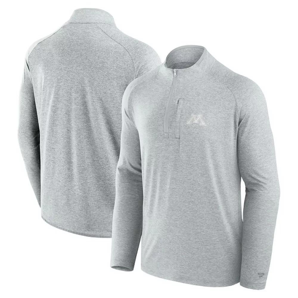 Men's Fanatics Gray Minnesota Golden Gophers Mock Neck Half-Zip Pullover Jacket, Size: 2XL, Grey Product Image