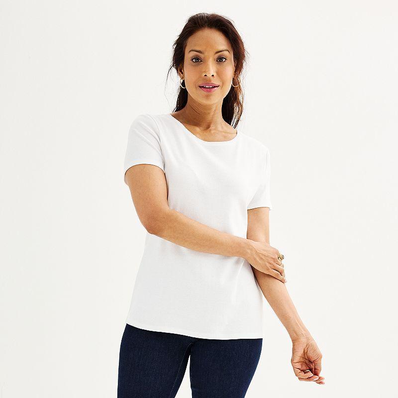 Women's Croft & Barrow® Essential Crewneck Tee, Size: XS, White Product Image