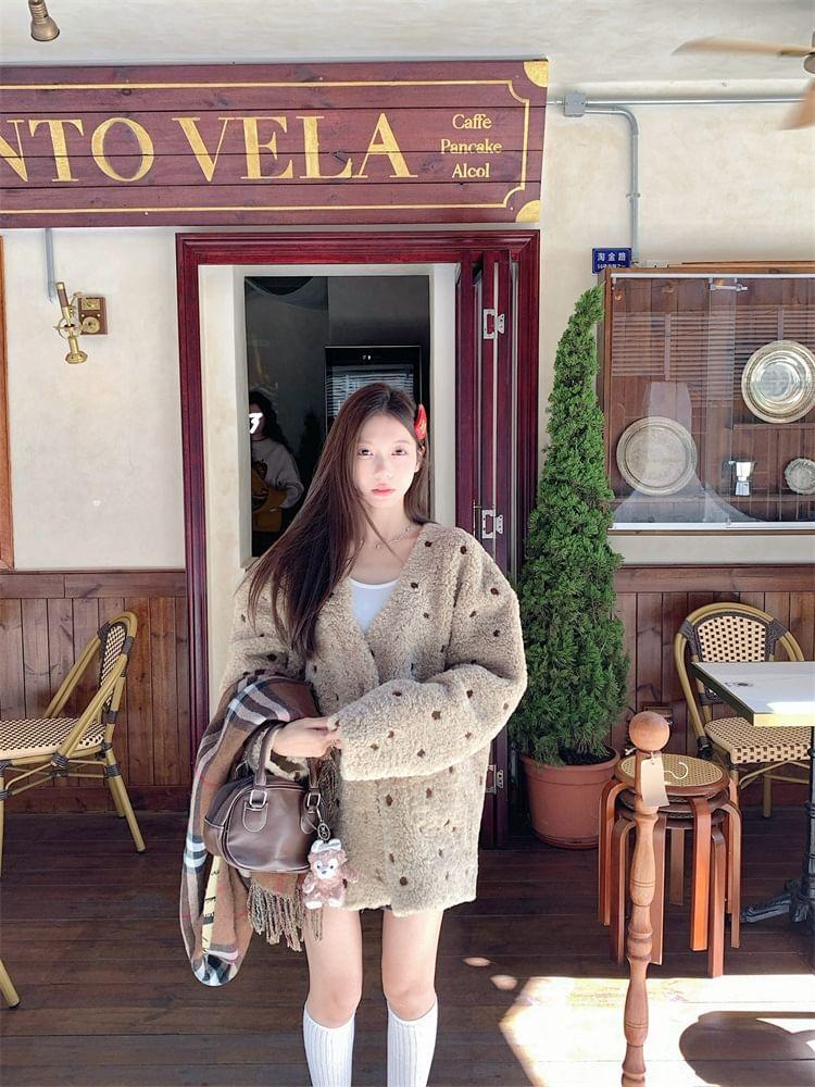 Dotted Faux Shearling Jacket Product Image