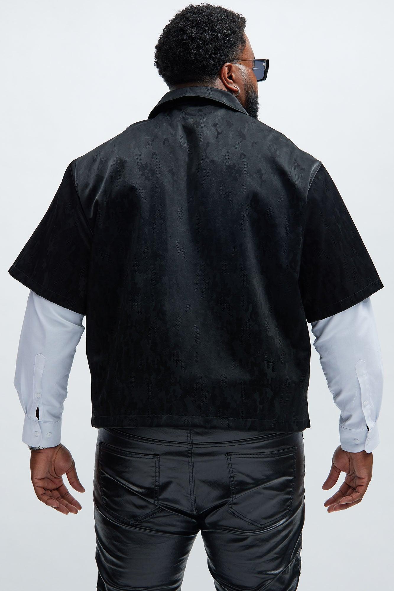 Griffin Faux Leather Shirt - Black Product Image