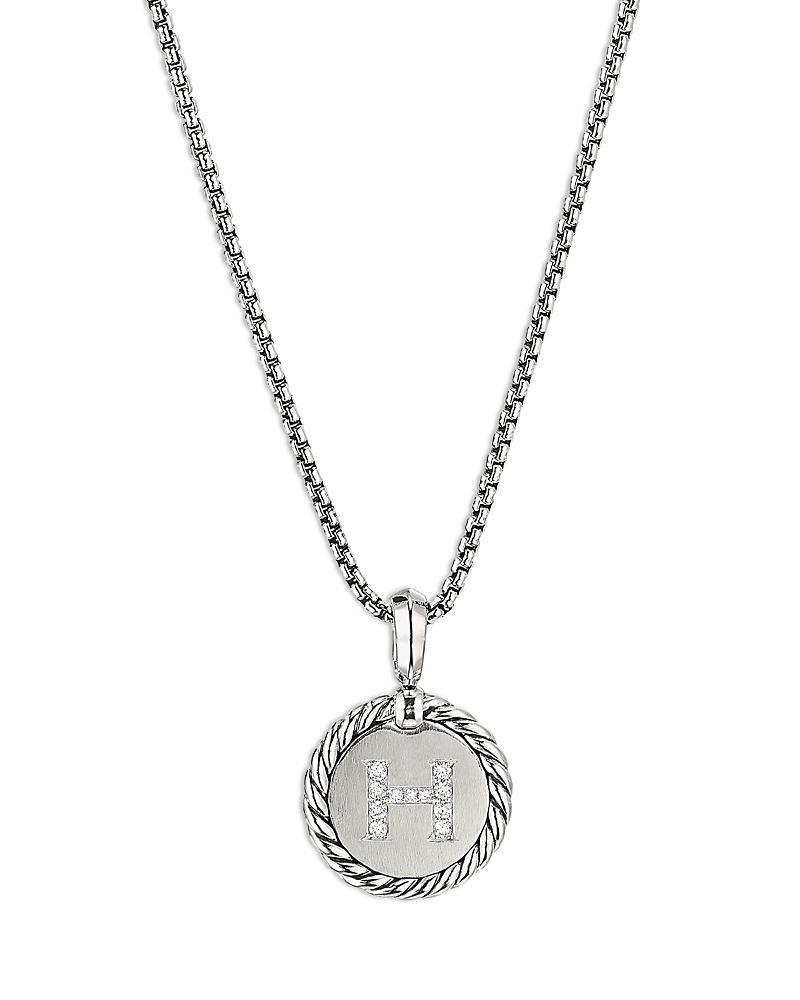 David Yurman Sterling Silver Cable Collectibles Initial Charm Necklace with Diamonds, 18 Product Image