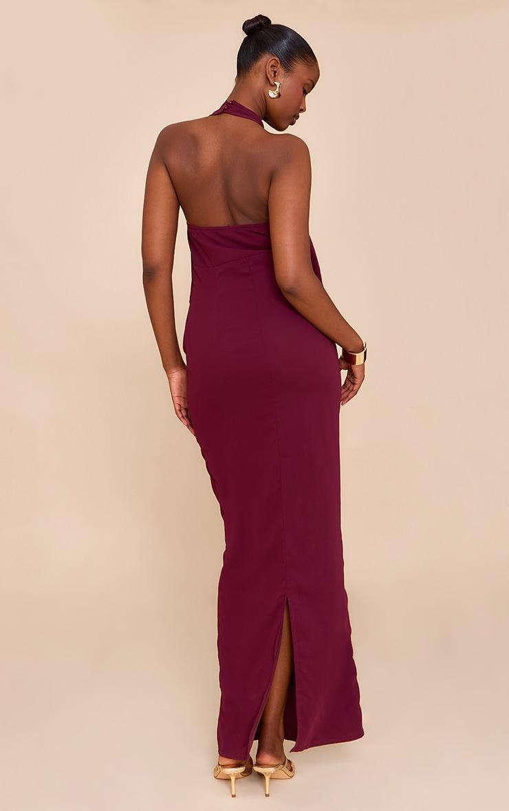 Plum Chiffon Cowl Neck Maxi Dress Product Image